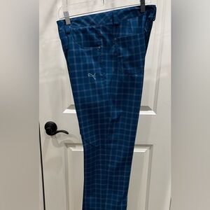 34x32 Puma Golf Tech Pants, Blue Plaid